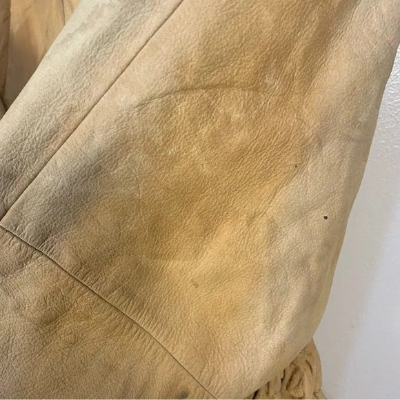 VTG LNR Soft Leather Western Tassel Fringe Waist Drawstring Jacket - Picture 12 of 16